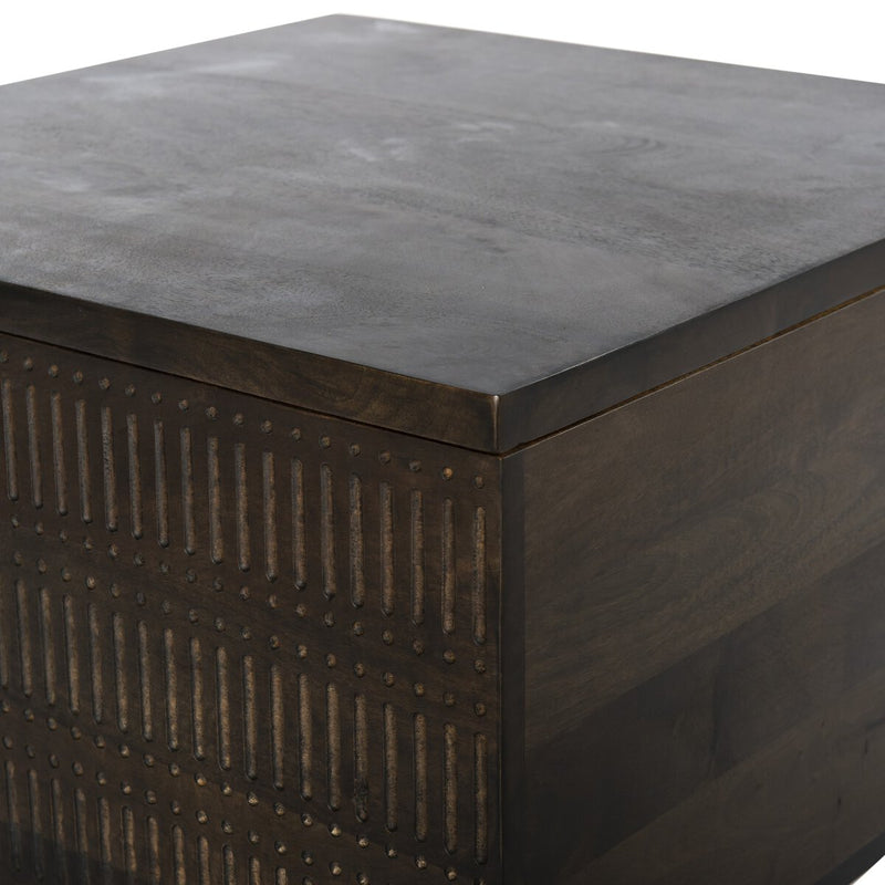 Kelby Storage Bunching Table - Carved Vintage Brown
