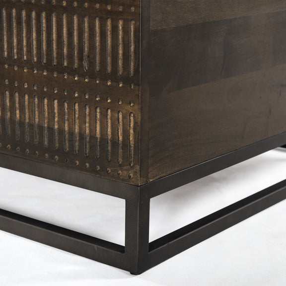 Kelby Storage Bunching Table - Carved Vintage Brown
