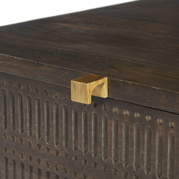 Kelby Storage Bunching Table - Carved Vintage Brown