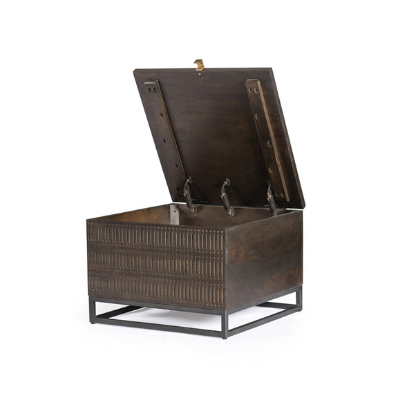 Kelby Storage Bunching Table - Carved Vintage Brown