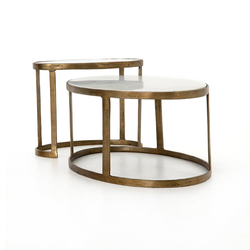 Calder Nesting Coffee Table - Polished White Marble