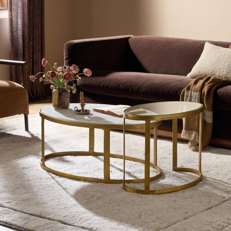 Calder Nesting Coffee Table - Polished White Marble