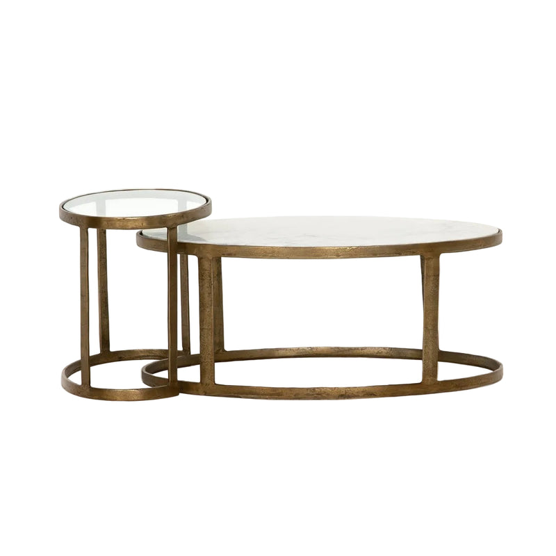 Calder Nesting Coffee Table - Polished White Marble