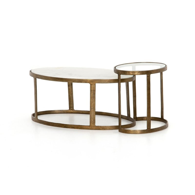 Calder Nesting Coffee Table - Polished White Marble