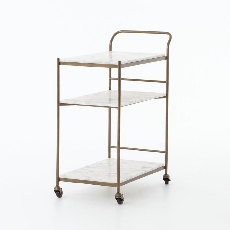 Felix Rectangular Bar Cart - Antique Brass