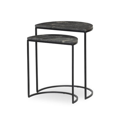 Ane Nesting Tables - Polished Black Marble