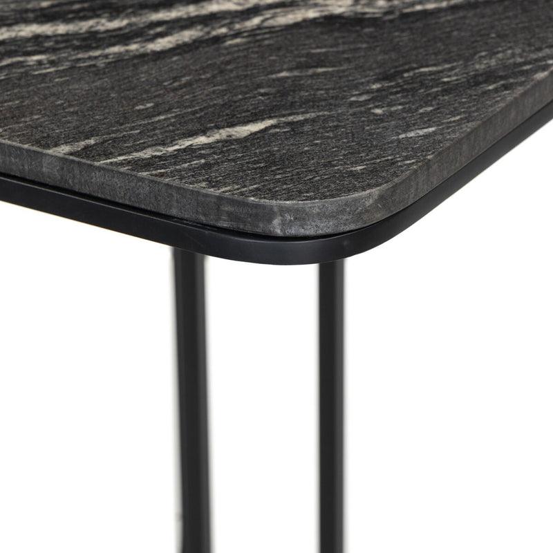 Adalley C Table - Polished Black Marble