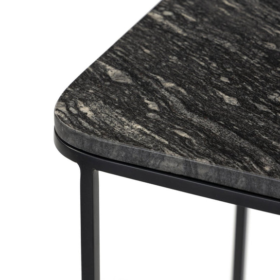 Adalley C Table - Polished Black Marble
