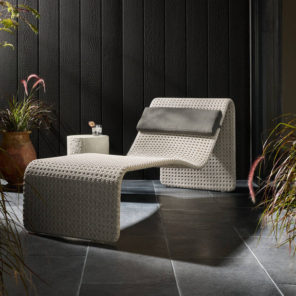 Paige Outdoor Woven Chaise - Brushed Grey