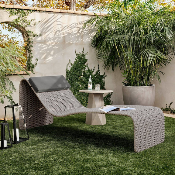 Paige Outdoor Woven Chaise - Weathered Brown