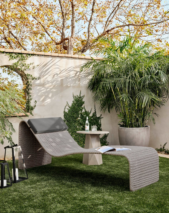 Paige Outdoor Woven Chaise - Weathered Brown