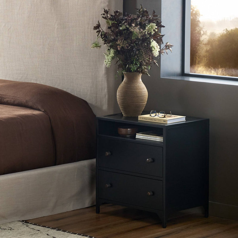 Belmont 2 Drawer Nightstand - Black