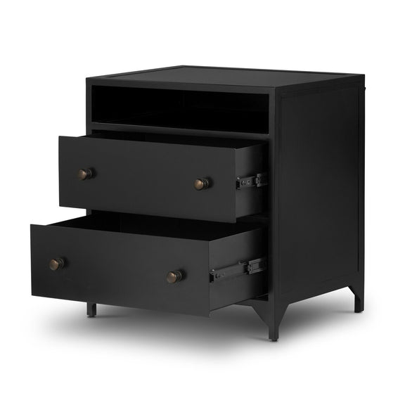 Belmont 2 Drawer Nightstand - Black