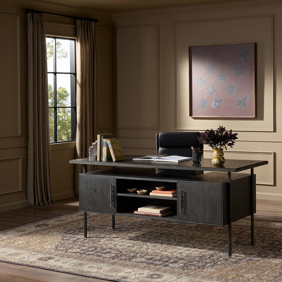 Lauren Desk - Charcoal Oak Veneer