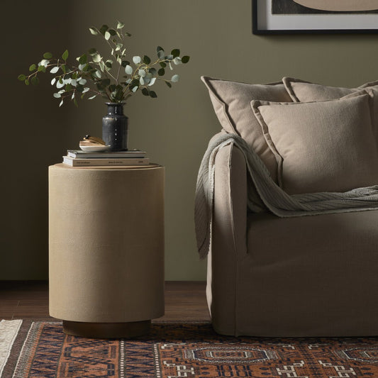 Crosby Side Table - Light Cream Shagreen