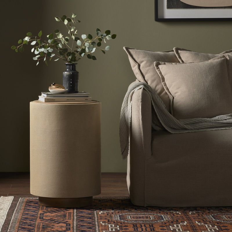 Crosby Side Table - Light Cream Shagreen