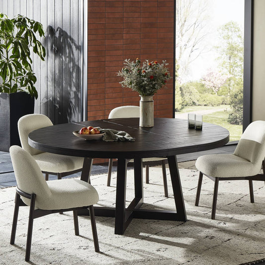 Eberwin Round Ext Dining Table - Dark Carbon