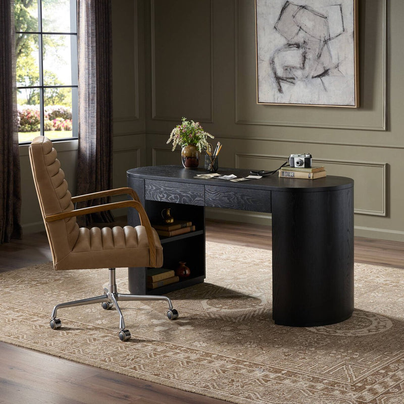 Pilar Desk - Ebony Oak Veneer
