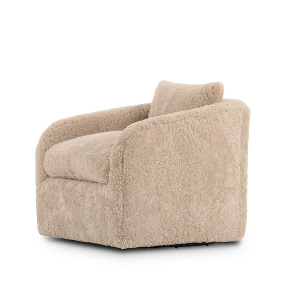 Topanga Swivel Chair - Beige Shearling