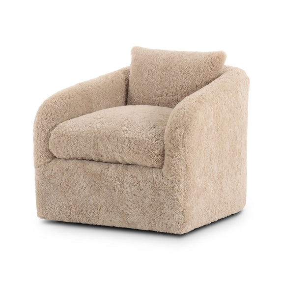 Topanga Swivel Chair - Beige Shearling