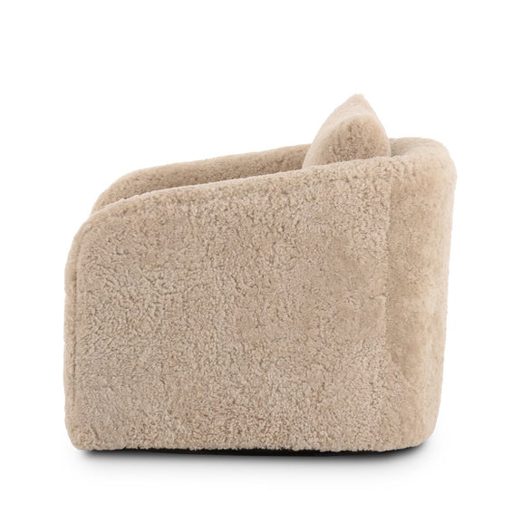 Topanga Swivel Chair - Beige Shearling