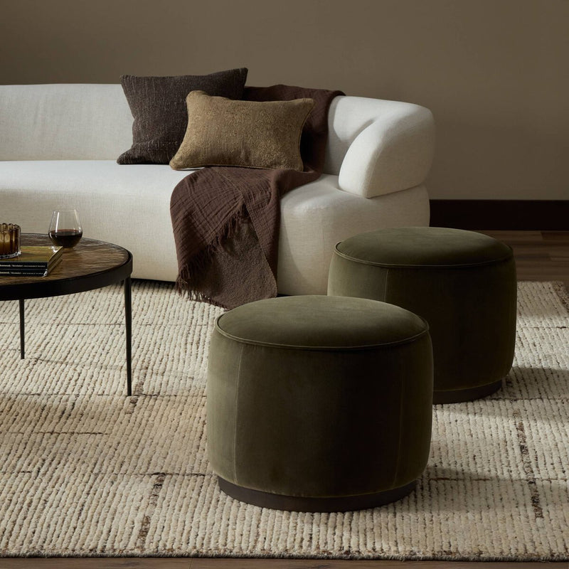 Sinclair Round Ottoman - Surrey Olive