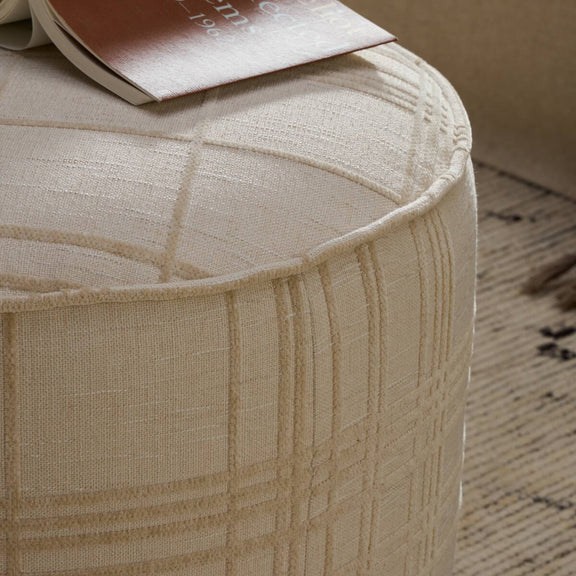 Sinclair Round Ottoman - Sheffield Ivory