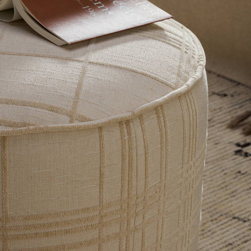 Sinclair Round Ottoman - Sheffield Ivory