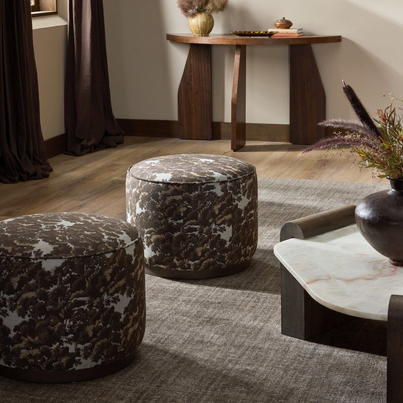 Sinclair Round Ottoman - Crypton North Oak Brown