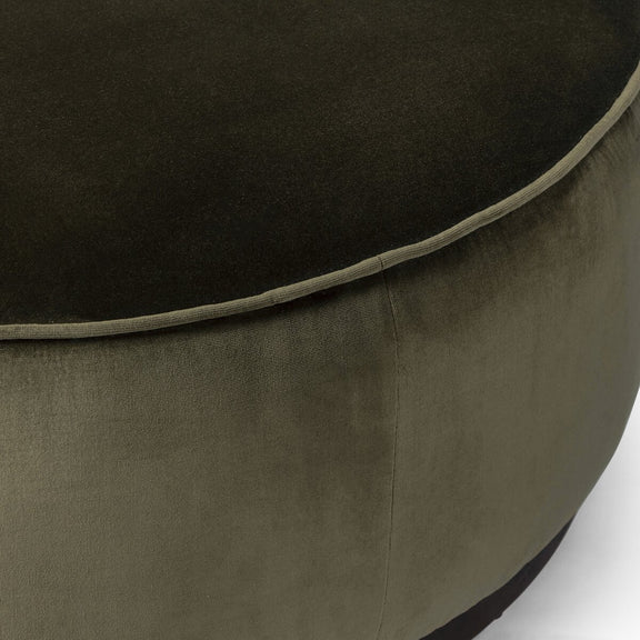 Sinclair Large Round Ottoman - Surrey Olive