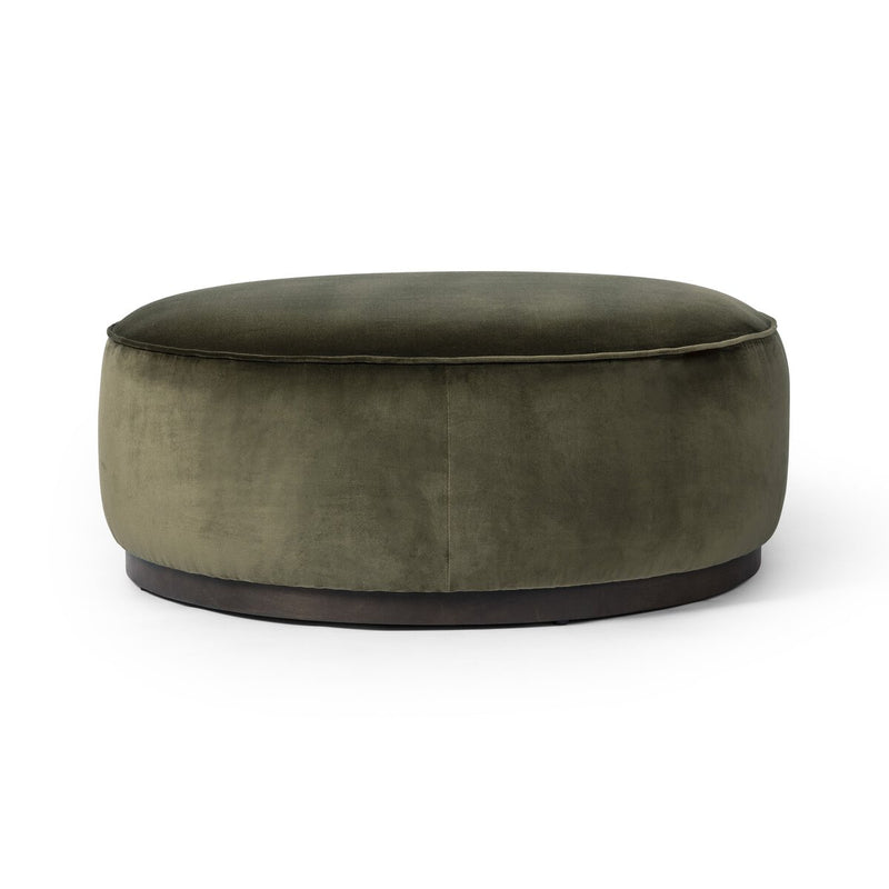 Sinclair Large Round Ottoman - Surrey Olive