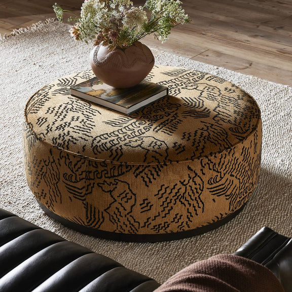 Sinclair Large Round Ottoman - Balkan Ochre