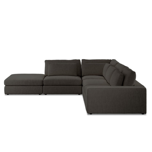 Bloor 4-Piece Sectional W/ Ottoman - Landale Charcoal
