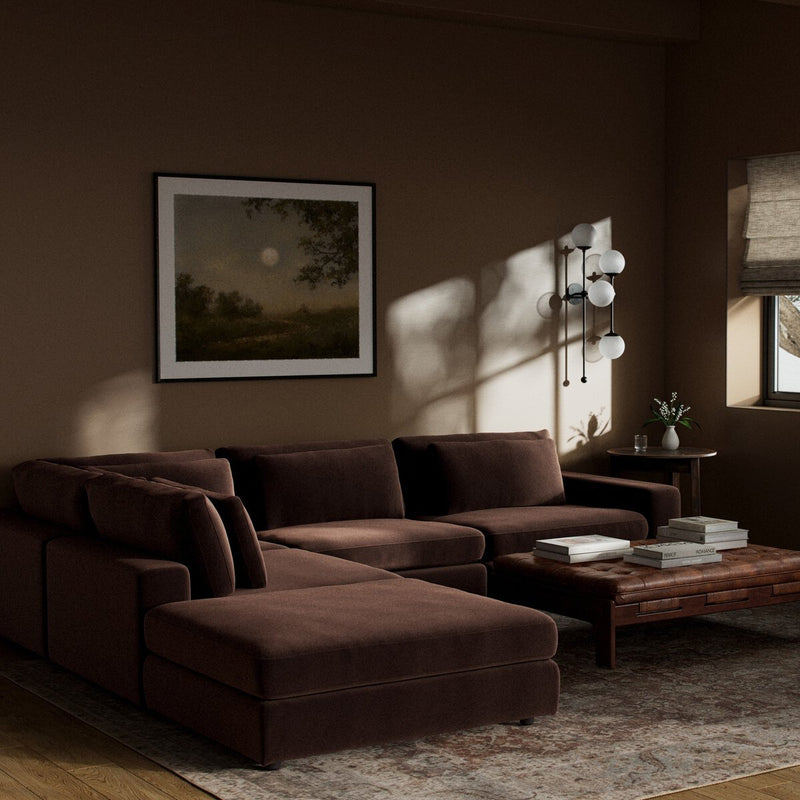 Bloor 4-Piece Sectional W/ Ottoman - Surrey Cocoa