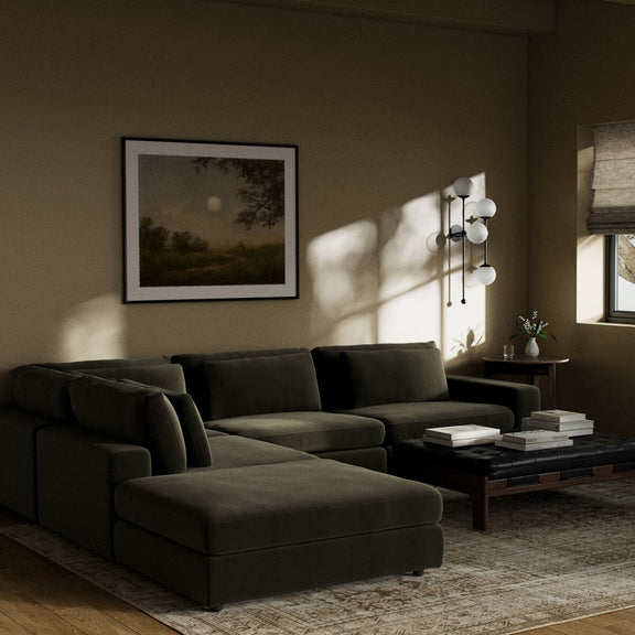 Bloor 4-Piece Sectional W/ Ottoman - Surrey Olive