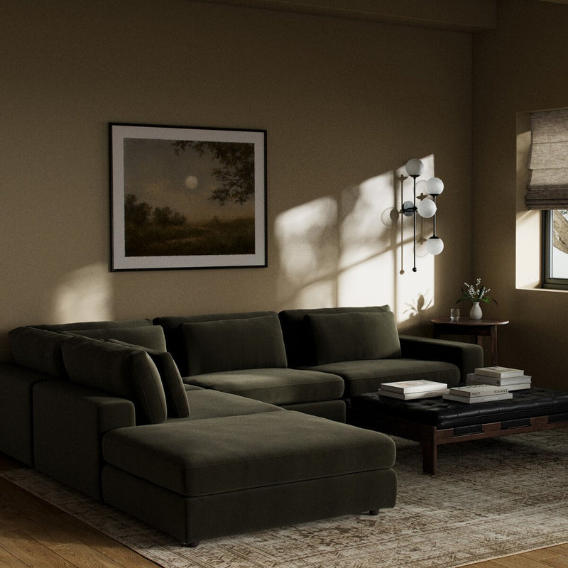 Bloor 4-Piece Sectional W/ Ottoman - Surrey Olive