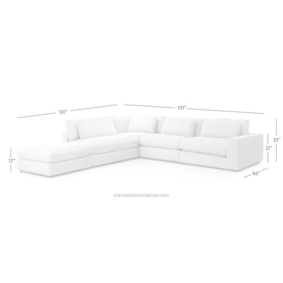 Bloor 4-Piece Sectional W/ Ottoman - Essence Natural