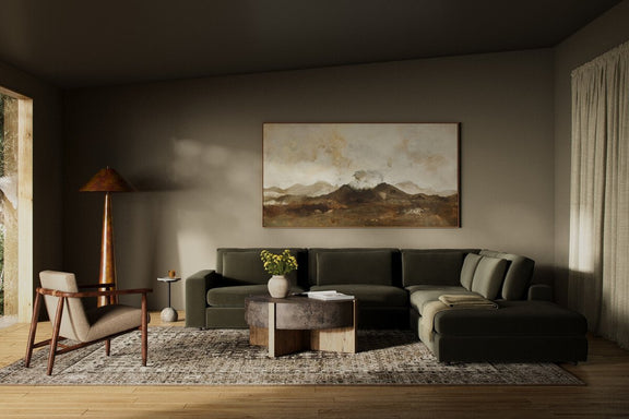 Bloor 4-Piece Sectional W/ Ottoman - Surrey Olive
