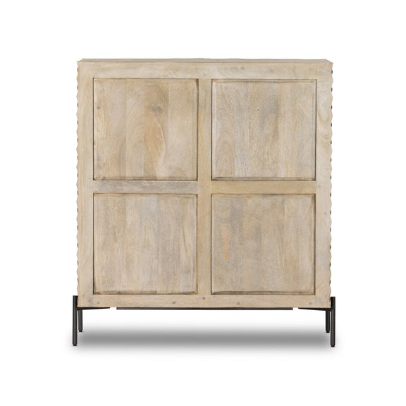 Raffael Bar Cabinet - Carved Stonewash Grey Mango