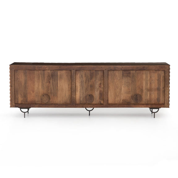 Rio Media Console - Round Cut Antique Brown