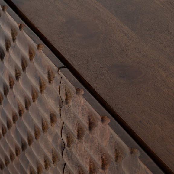 Rio Media Console - Round Cut Antique Brown