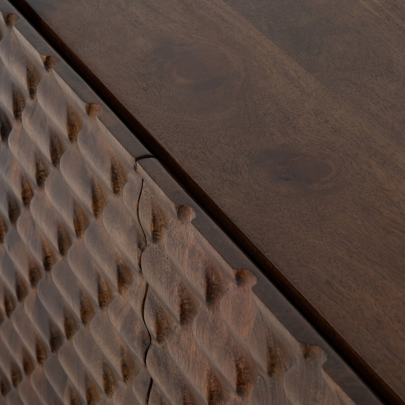 Rio Media Console - Round Cut Antique Brown
