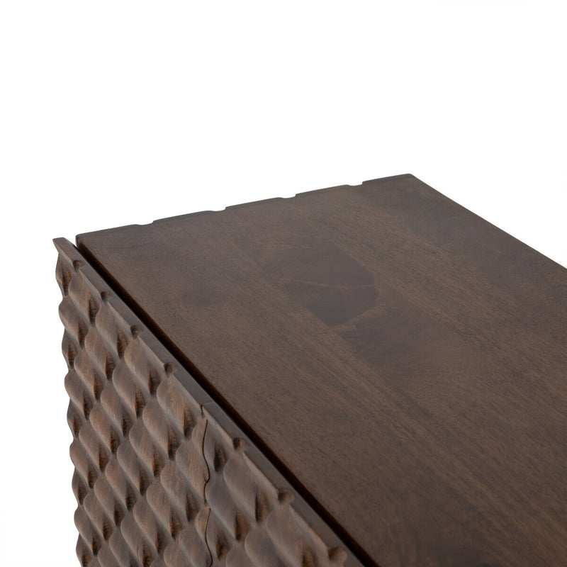 Rio Media Console - Round Cut Antique Brown