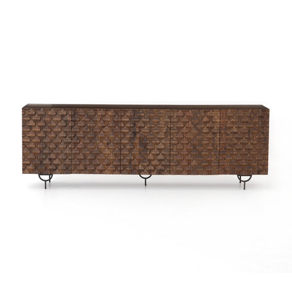 Rio Media Console - Round Cut Antique Brown
