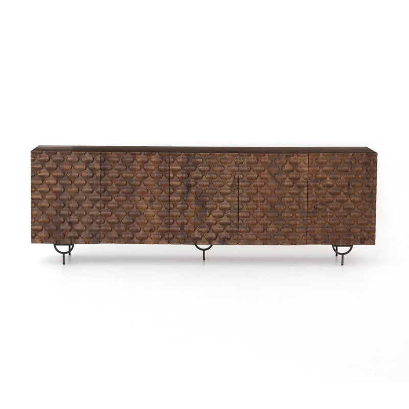 Rio Media Console - Round Cut Antique Brown