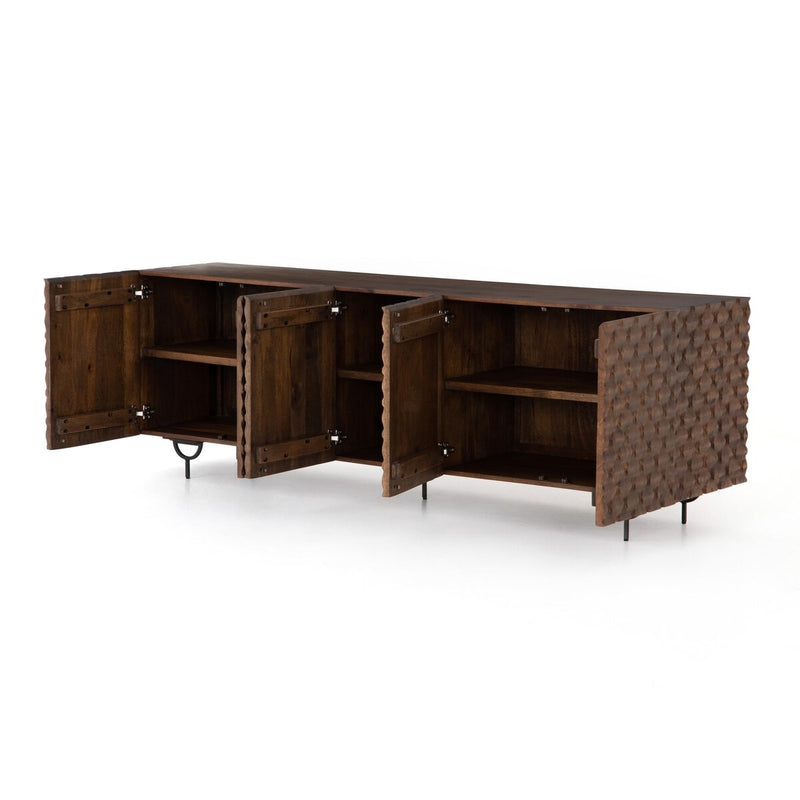 Rio Media Console - Round Cut Antique Brown