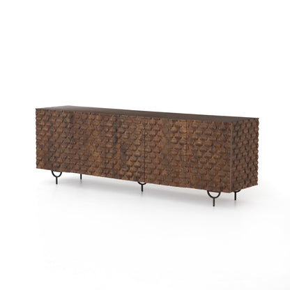 Rio Media Console - Round Cut Antique Brown