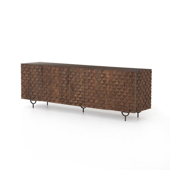 Rio Media Console - Round Cut Antique Brown