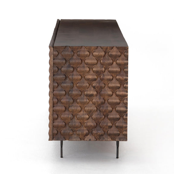 Rio Media Console - Round Cut Antique Brown