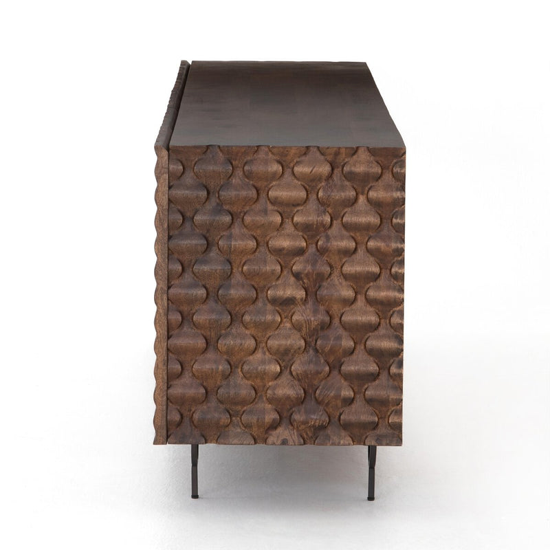 Rio Media Console - Round Cut Antique Brown